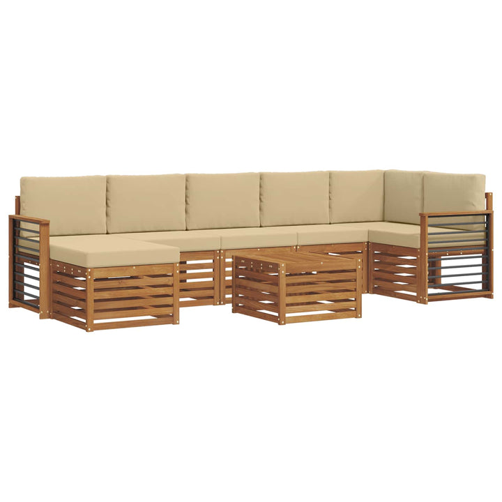 Udendørs sofagruppe 8 pcs Naturlig og Beige Massivt Akacietræ