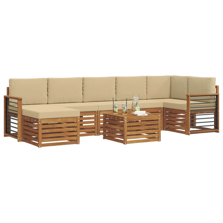 Udendørs sofagruppe 8 pcs Naturlig og Beige Massivt Akacietræ