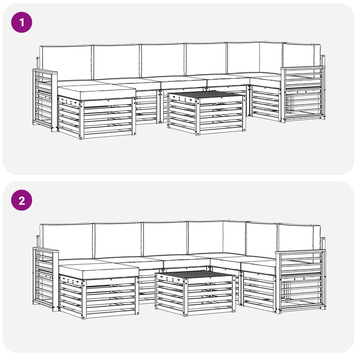Udendørs sofagruppe 8 pcs Naturlig og Beige Massivt Akacietræ