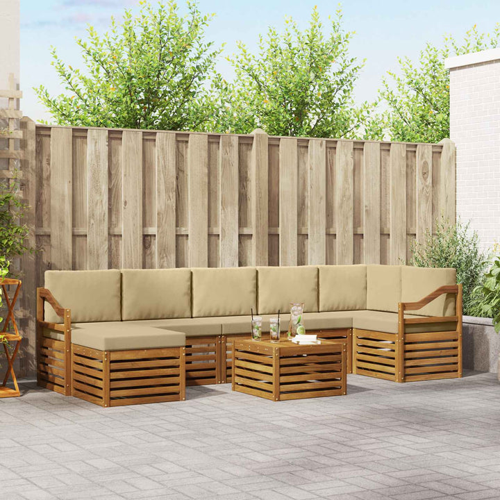 Udendørs sofagruppe 8 pcs Naturlig og Beige Massivt Akacietræ
