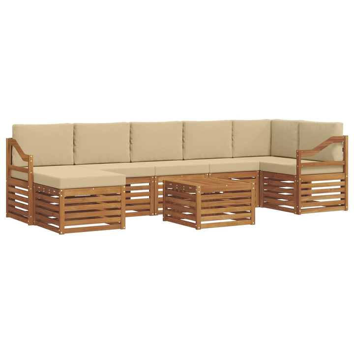Udendørs sofagruppe 8 pcs Naturlig og Beige Massivt Akacietræ
