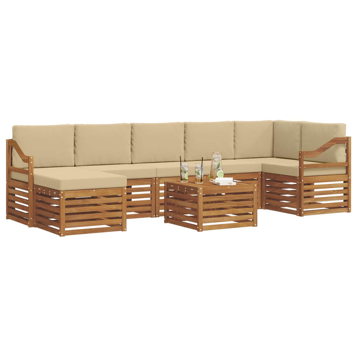 Udendørs sofagruppe 8 pcs Naturlig og Beige Massivt Akacietræ
