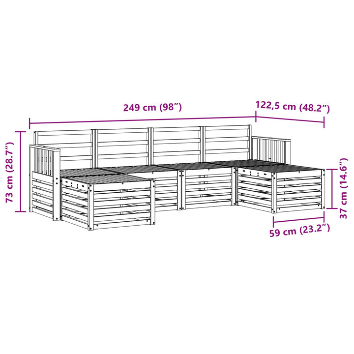 Sofasæt 6 pcs Naturfarvet Massivt Akacietræ