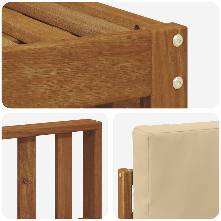 Sofasæt med pude 6 pcs Naturlig og Beige Massivt Akacietræ