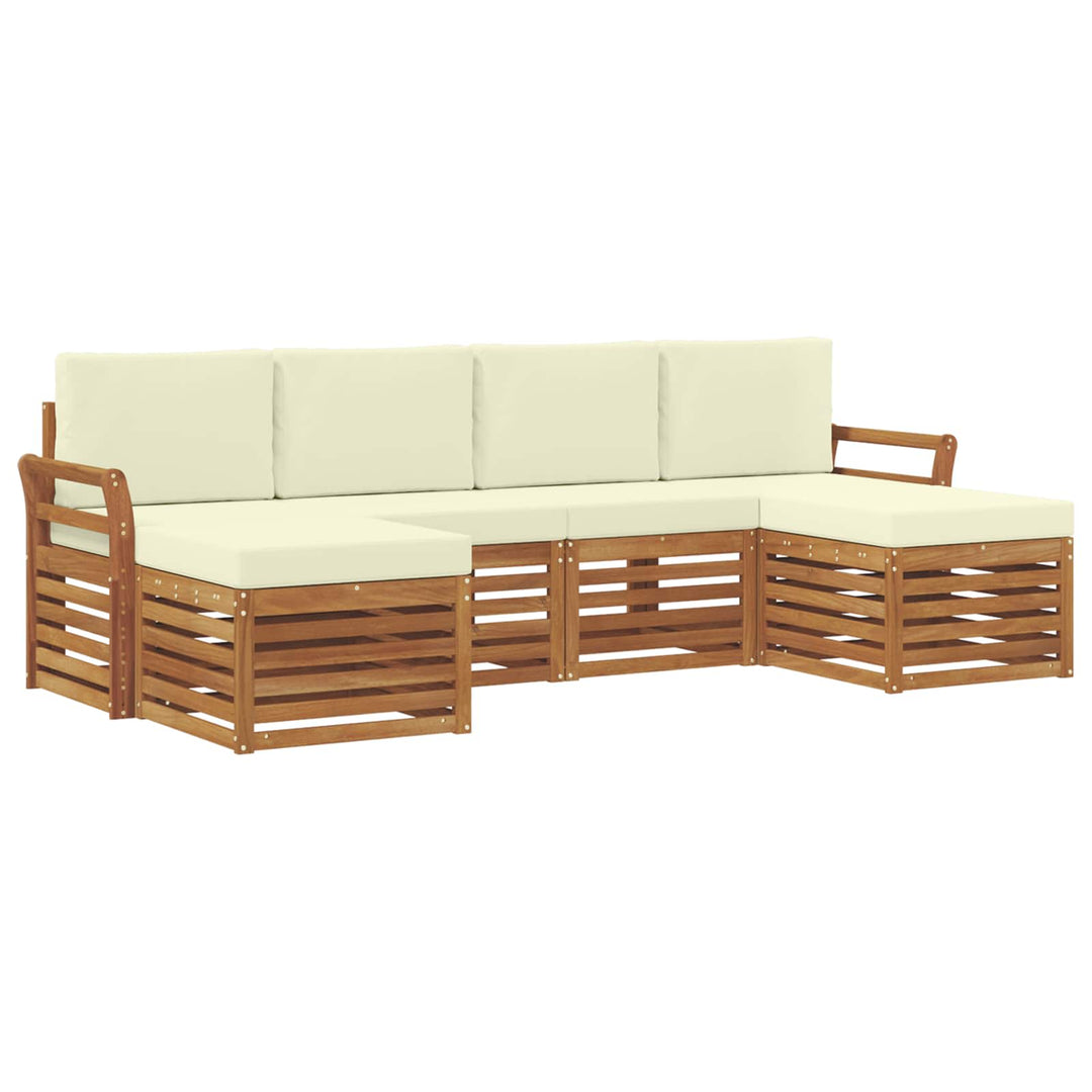 Sofasæt med pude 6 pcs Naturlig og Fløde Massivt Akacietræ