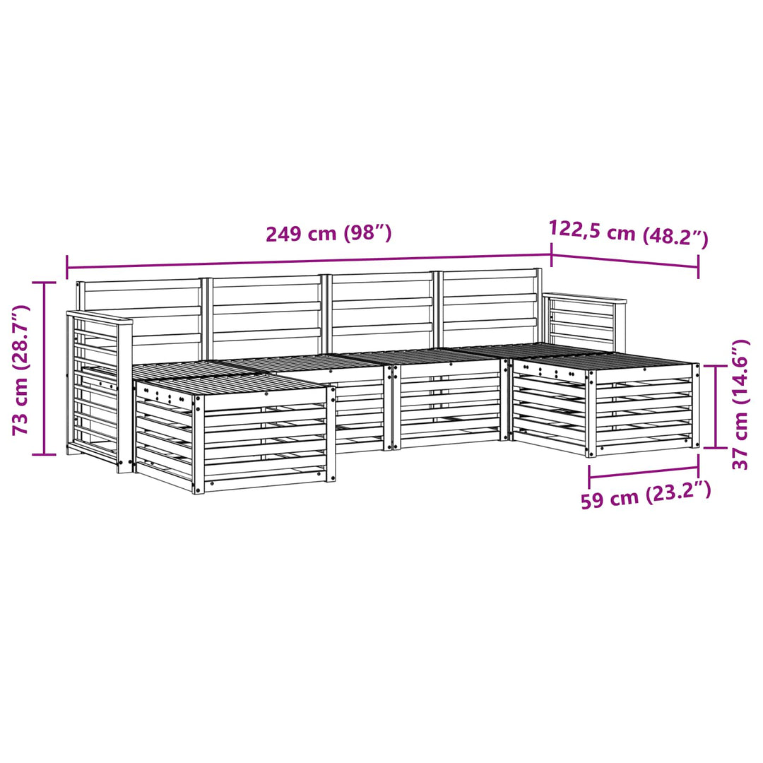 Sofasæt 6 pcs Naturfarvet Massivt Akacietræ