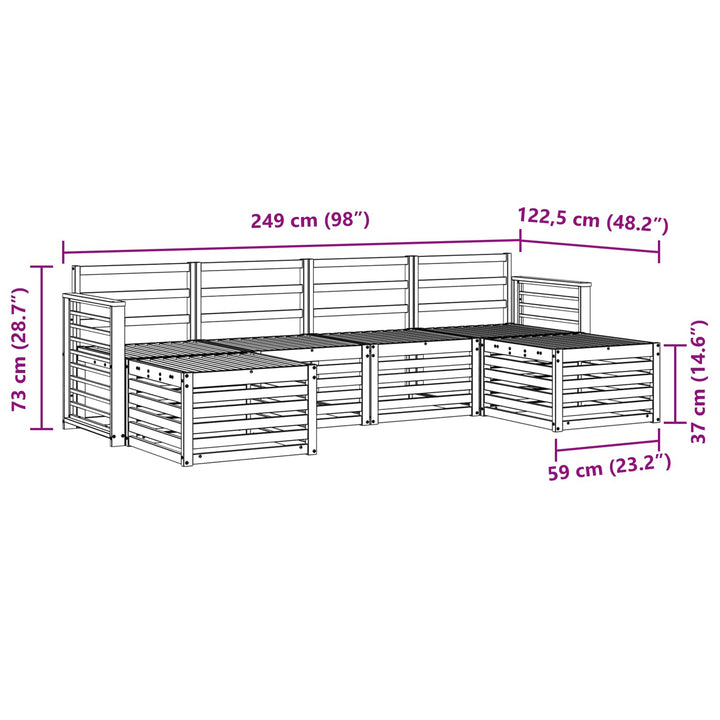Sofasæt 6 pcs Naturfarvet Massivt Akacietræ