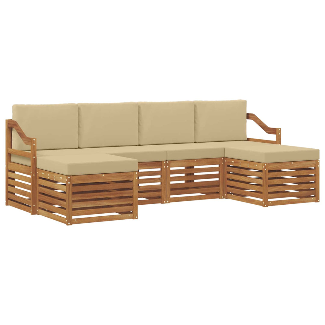 Sofasæt med pude 6 pcs Naturlig og Beige Massivt Akacietræ