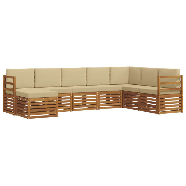 Udendørs sofagruppe 8 pcs Naturlig og Beige Massivt Akacietræ