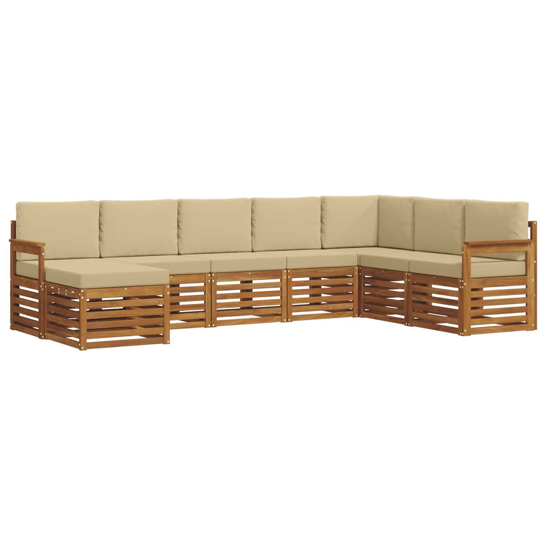 Udendørs sofagruppe 8 pcs Naturlig og Beige Massivt Akacietræ