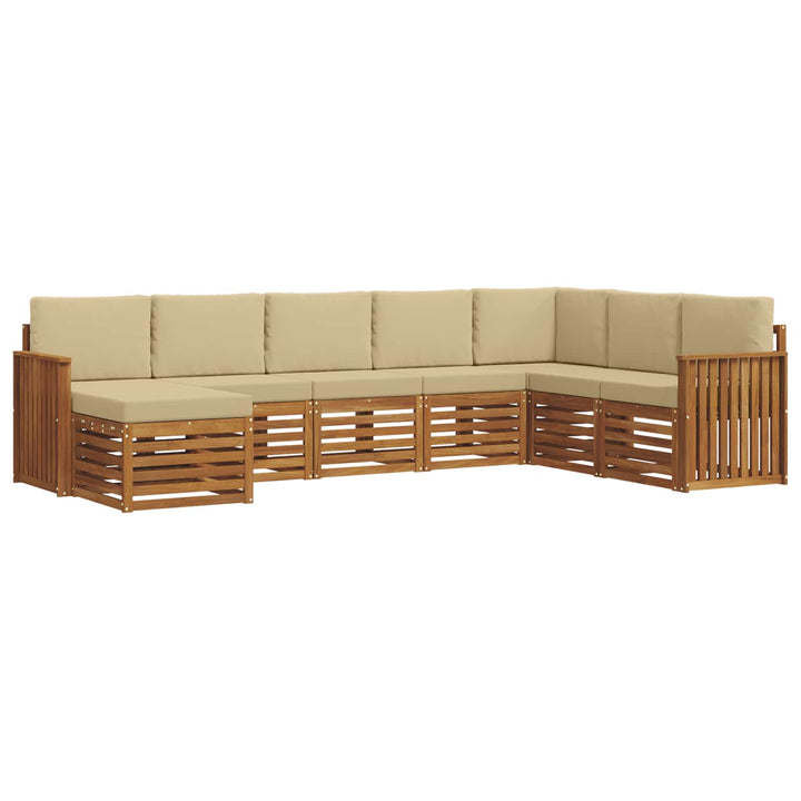 Udendørs sofagruppe 8 pcs Naturlig og Beige Massivt Akacietræ