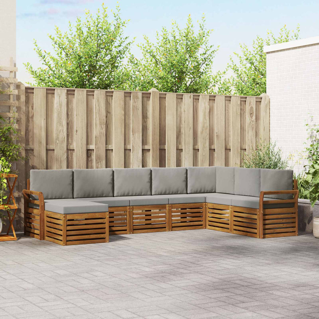 Udendørs sofagruppe 8 pcs Naturlig og Lys Grå Massivt Akacietræ