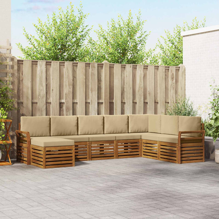 Udendørs sofagruppe 8 pcs Naturlig og Beige Massivt Akacietræ