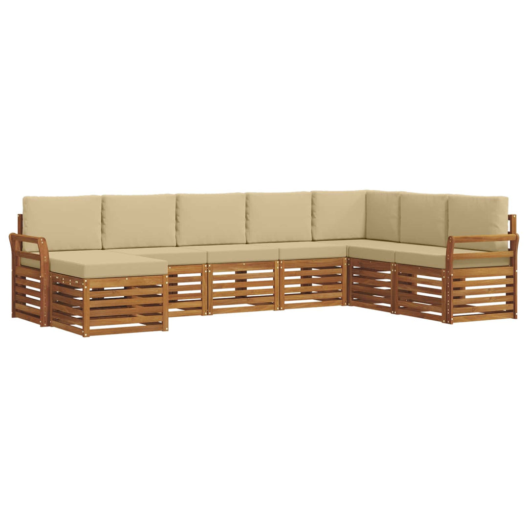Udendørs sofagruppe 8 pcs Naturlig og Beige Massivt Akacietræ