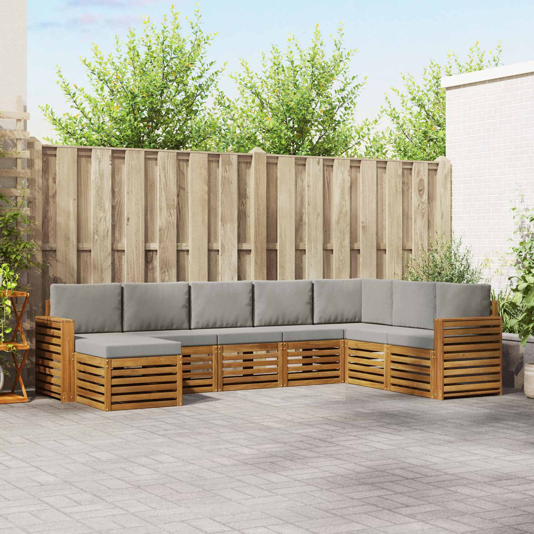 Udendørs sofagruppe 8 pcs Naturlig og Lys Grå Massivt Akacietræ