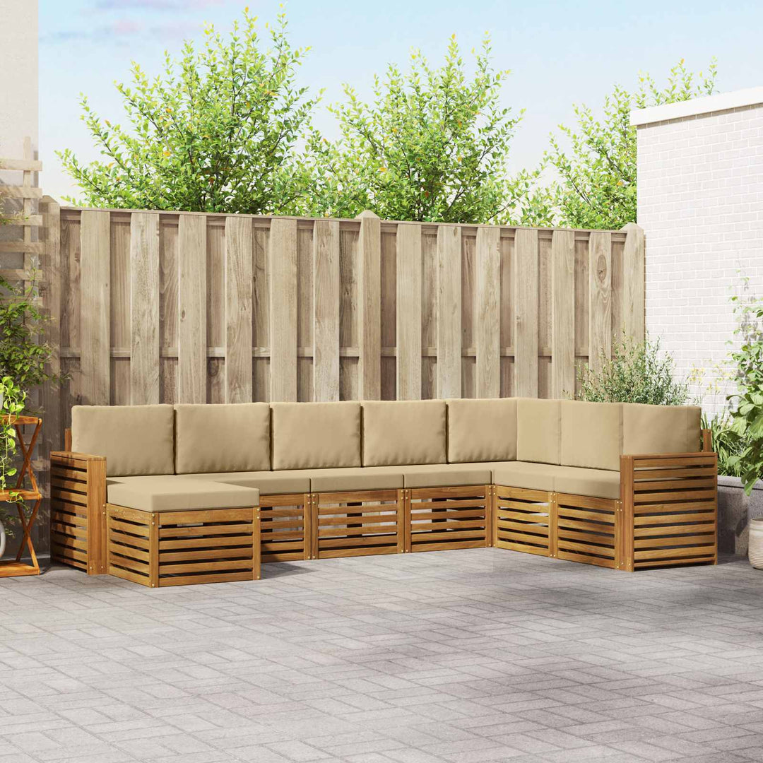 Udendørs sofagruppe 8 pcs Naturlig og Beige Massivt Akacietræ