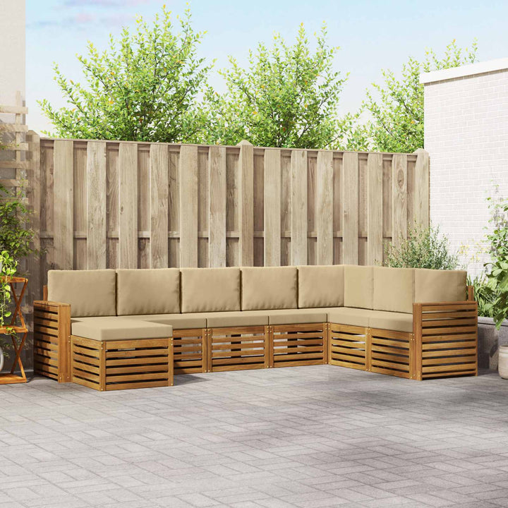 Udendørs sofagruppe 8 pcs Naturlig og Beige Massivt Akacietræ