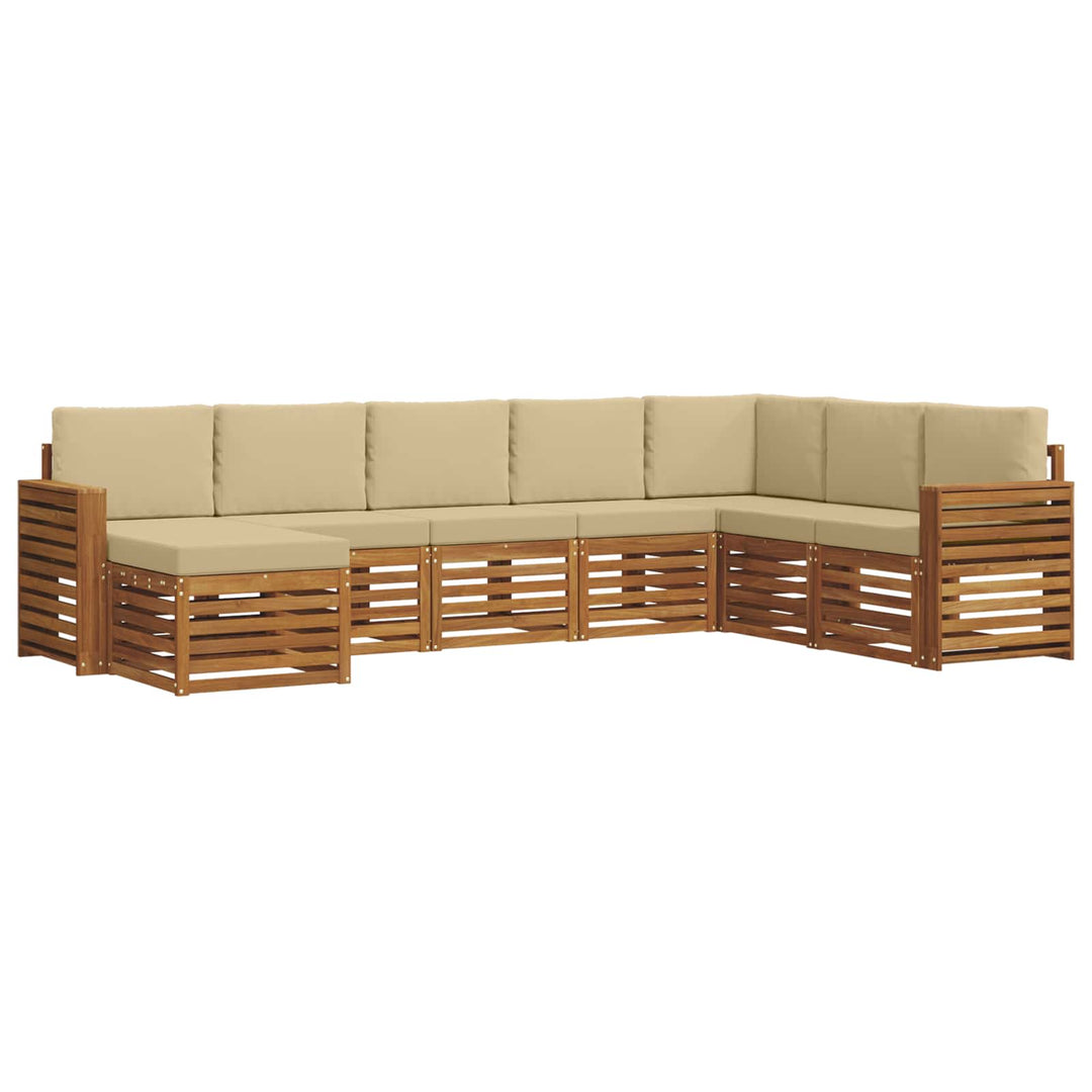 Udendørs sofagruppe 8 pcs Naturlig og Beige Massivt Akacietræ