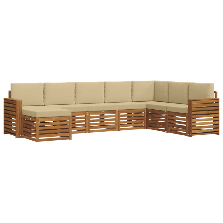 Udendørs sofagruppe 8 pcs Naturlig og Beige Massivt Akacietræ
