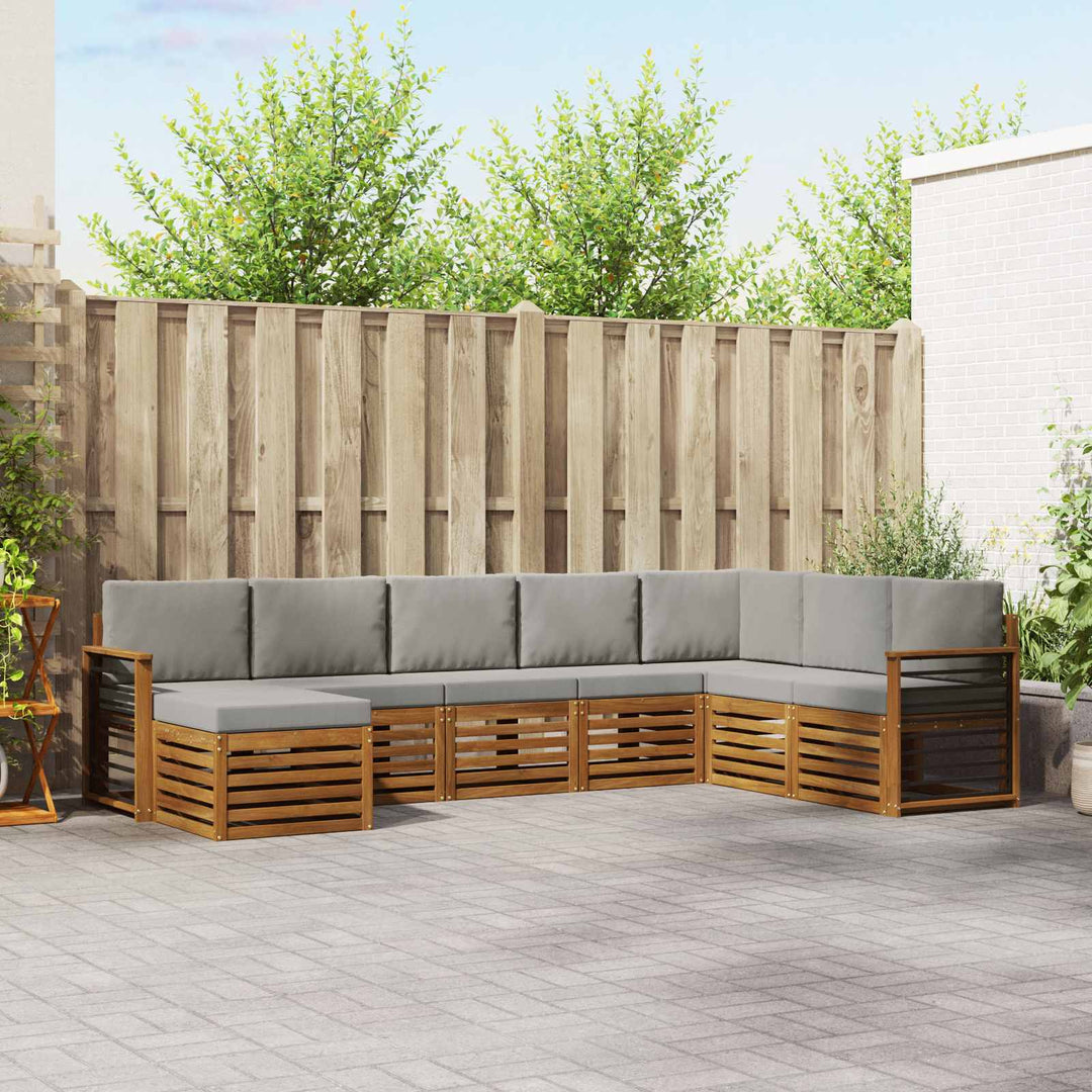 Udendørs sofagruppe 8 pcs Naturlig og Lys Grå Massivt Akacietræ