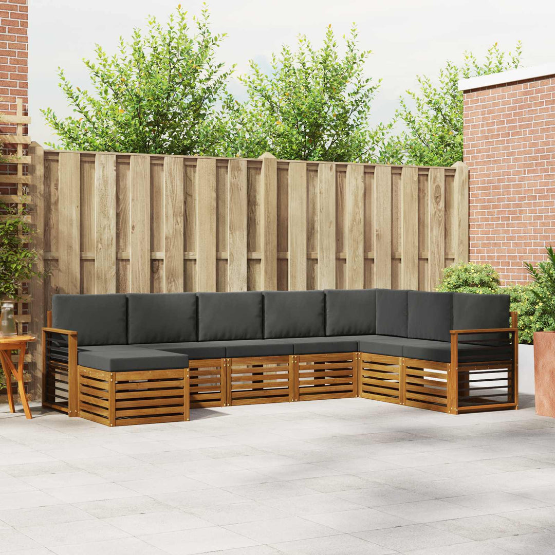 Udendørs sofagruppe med pude 8 pcs Naturlig og Antracit