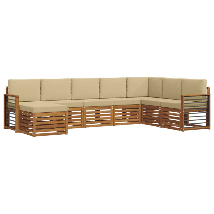 Udendørs sofagruppe 8 pcs Naturlig og Beige Massivt Akacietræ