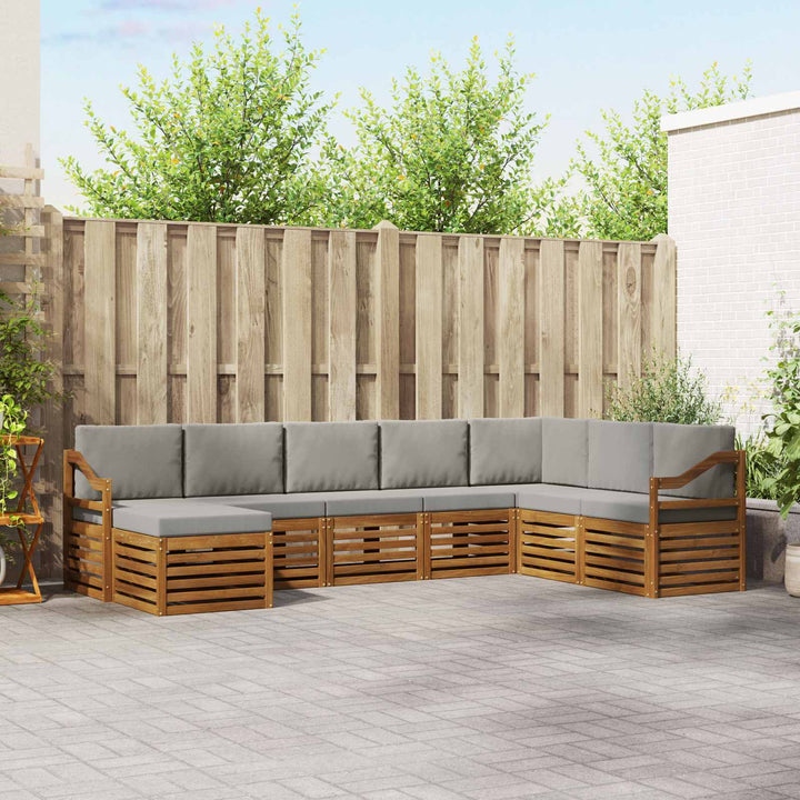 Udendørs sofagruppe 8 pcs Naturlig og Lys Grå Massivt Akacietræ