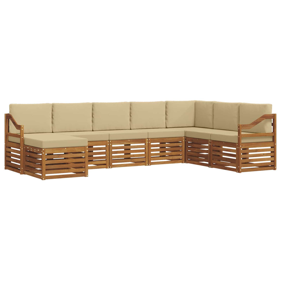 Udendørs sofagruppe 8 pcs Naturlig og Beige Massivt Akacietræ