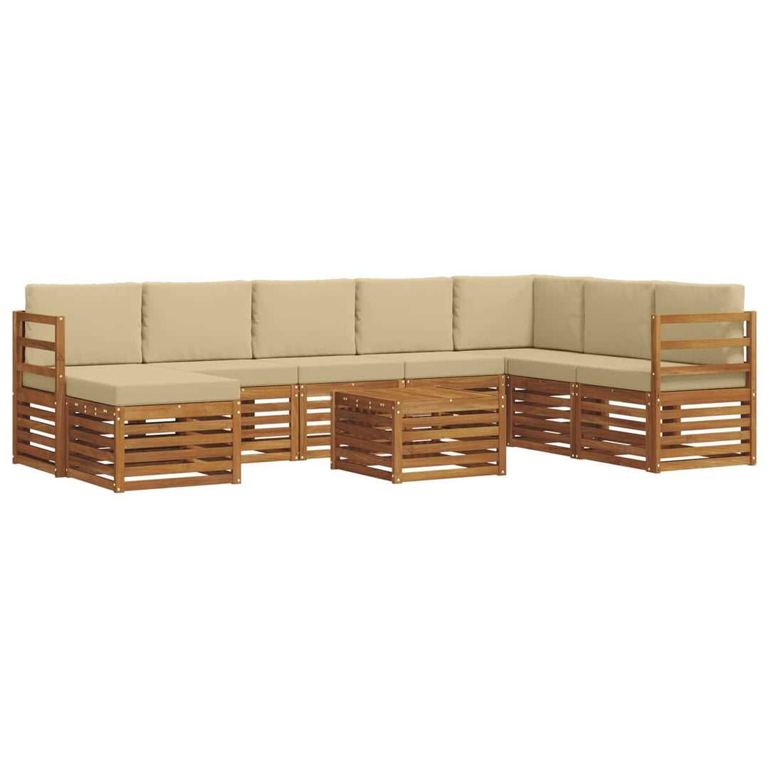 Udendørs sofagruppe 9 pcs Naturlig og Beige Massivt Akacietræ