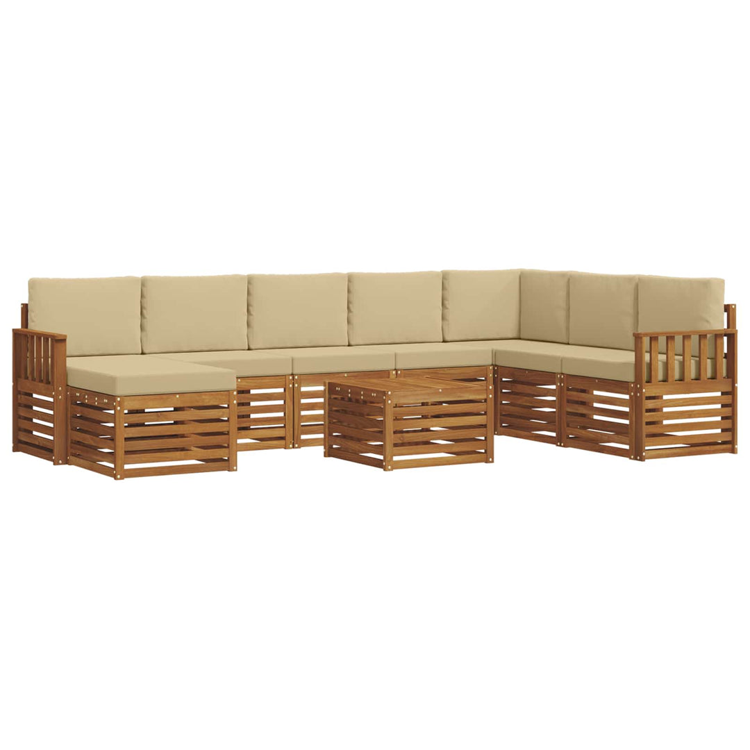 Udendørs sofagruppe 9 pcs Naturlig og Beige Massivt Akacietræ