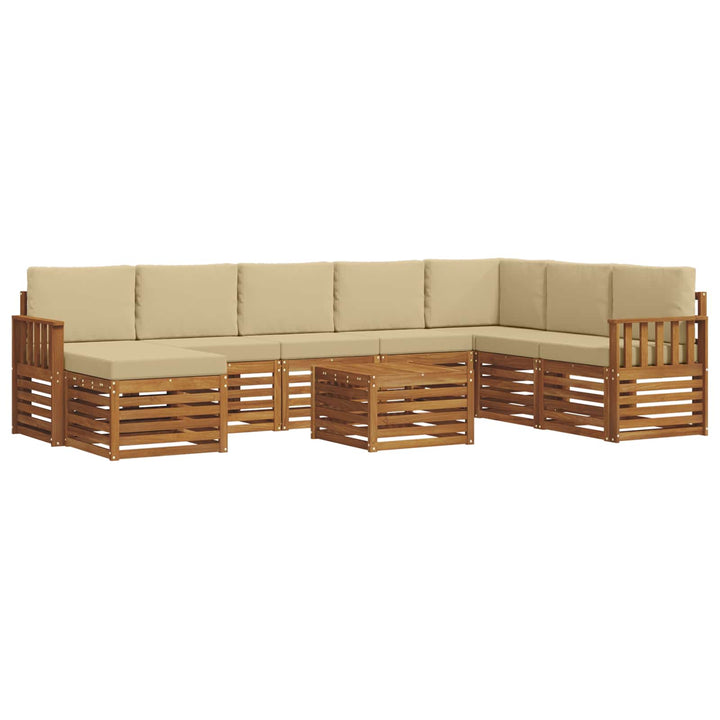 Udendørs sofagruppe 9 pcs Naturlig og Beige Massivt Akacietræ