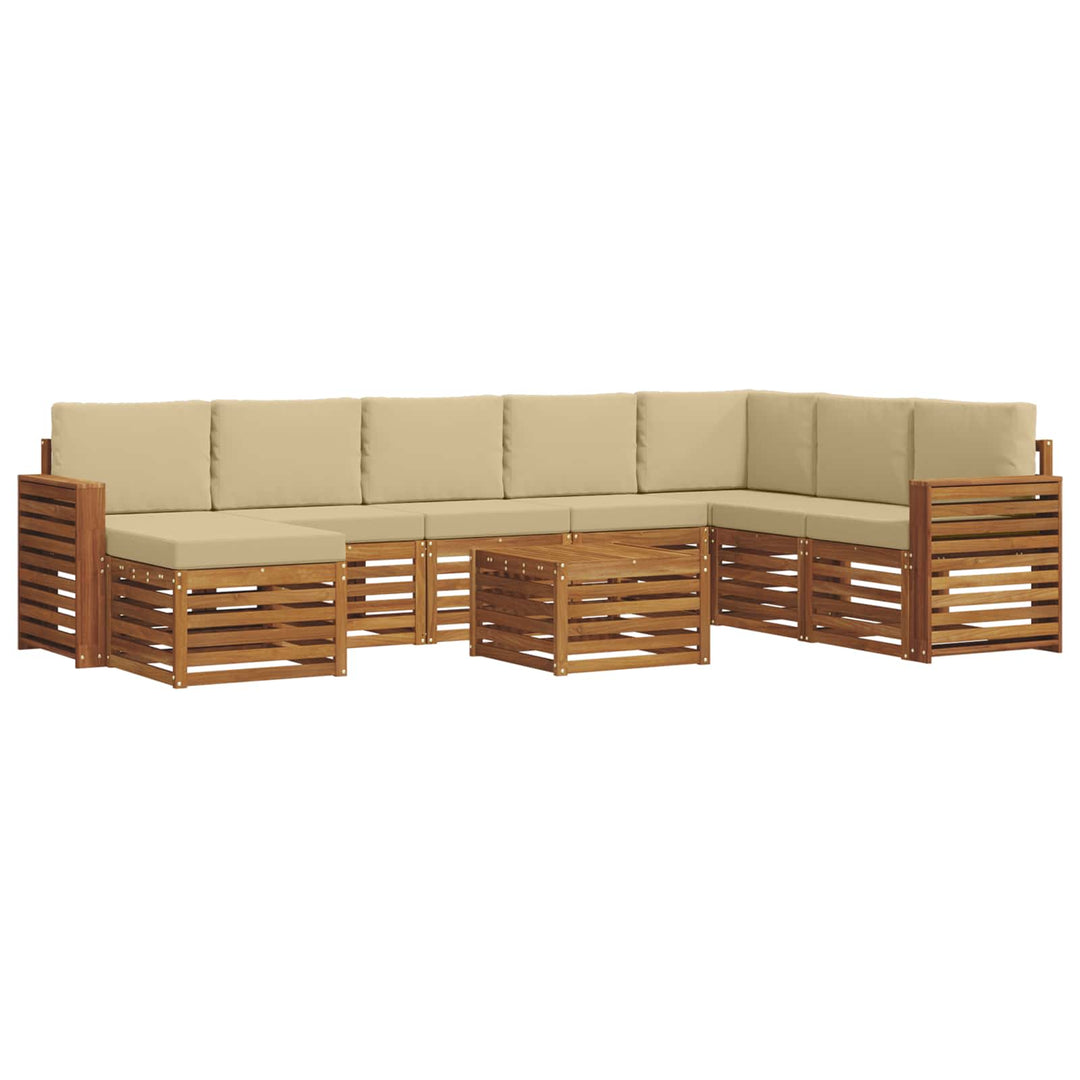 Udendørs sofagruppe 9 pcs Naturlig og Beige Massivt Akacietræ