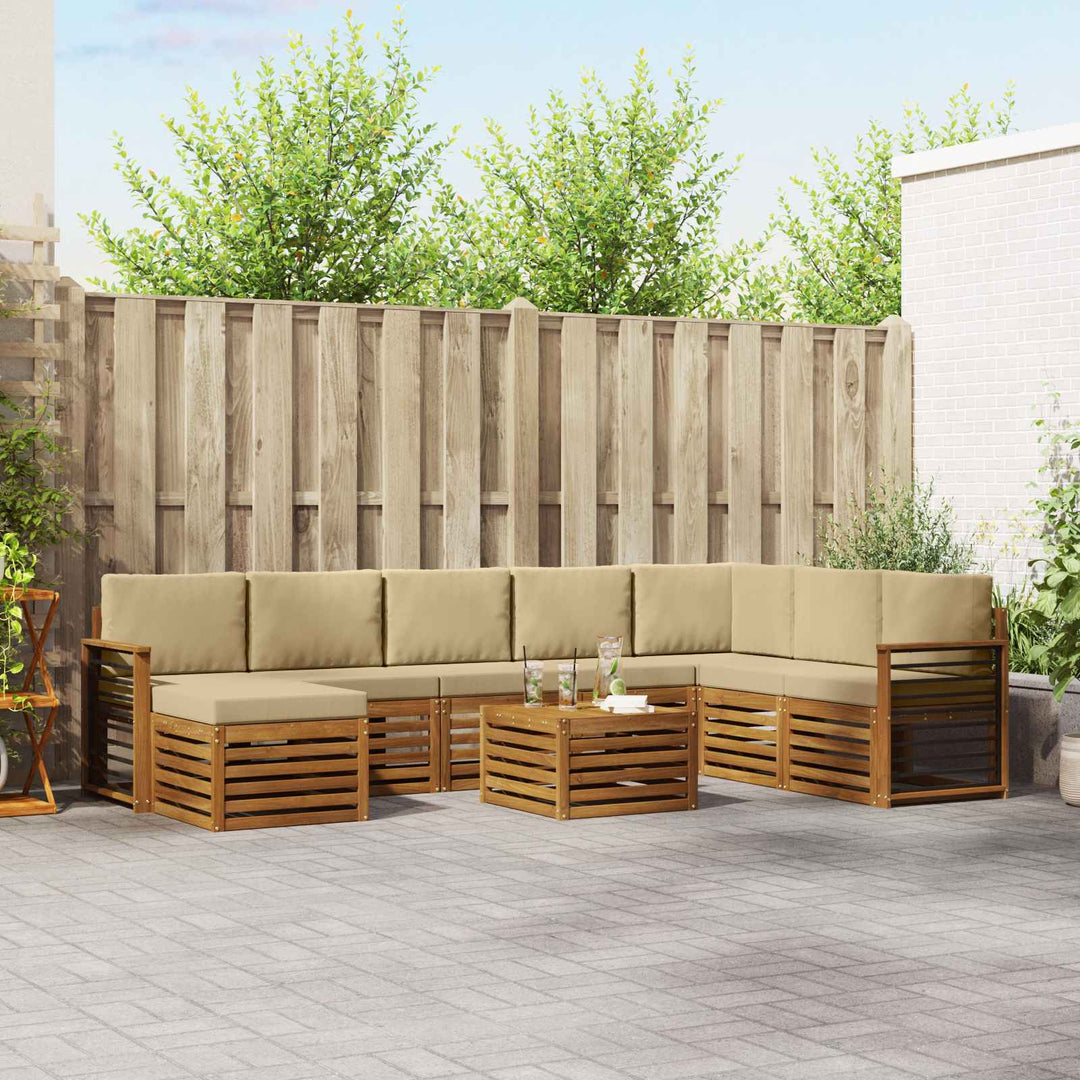 Udendørs sofagruppe 9 stk. Naturlig og Beige