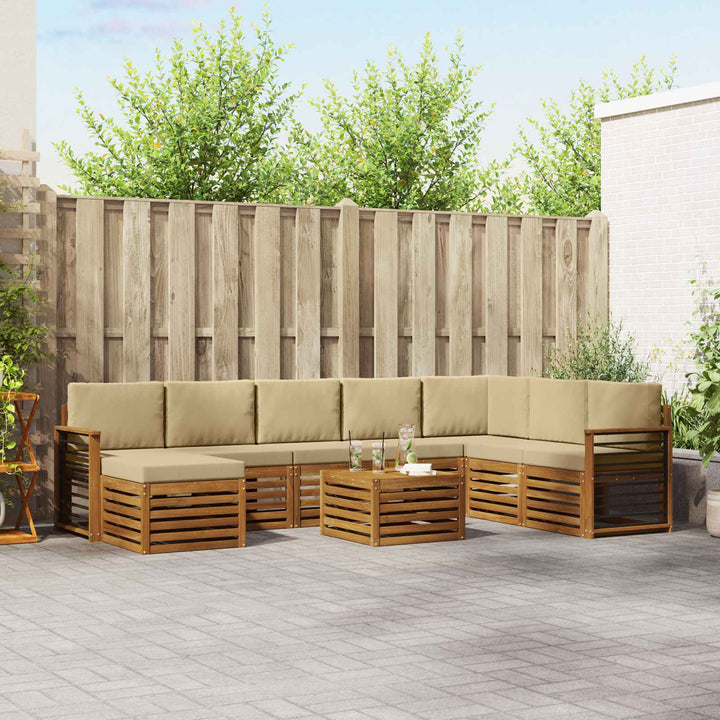 Udendørs sofagruppe 9 stk. Naturlig og Beige