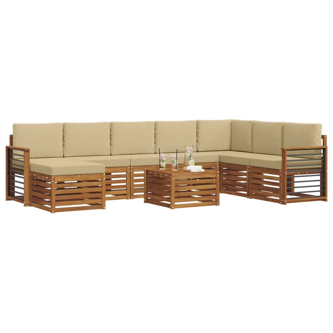 Udendørs sofagruppe 9 stk. Naturlig og Beige