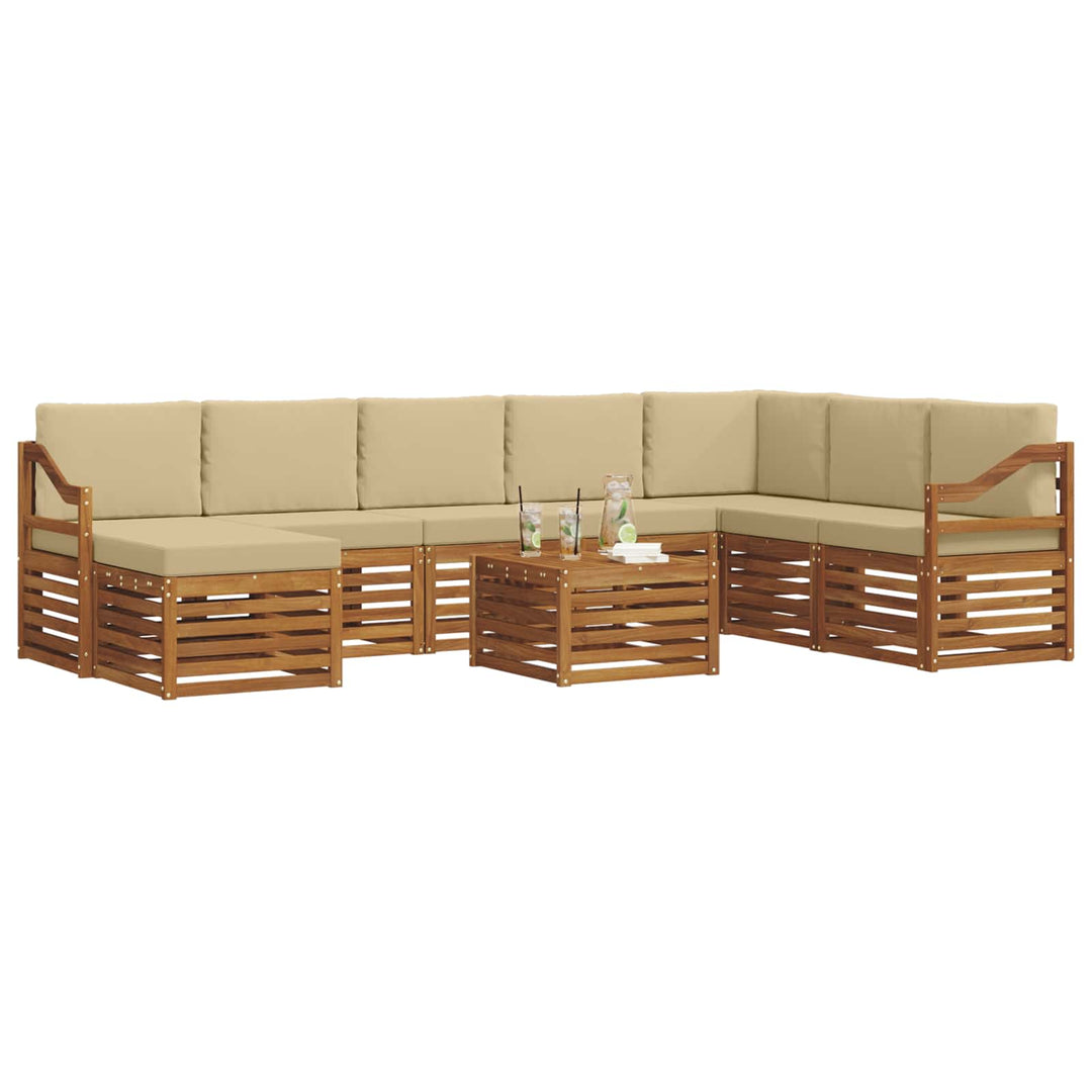 Udendørs sofagruppe 9 stk. Naturlig og Beige