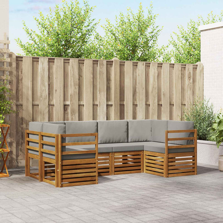 Sektionalsofa sæt med pude 6 pcs Naturlig og Lys Grå