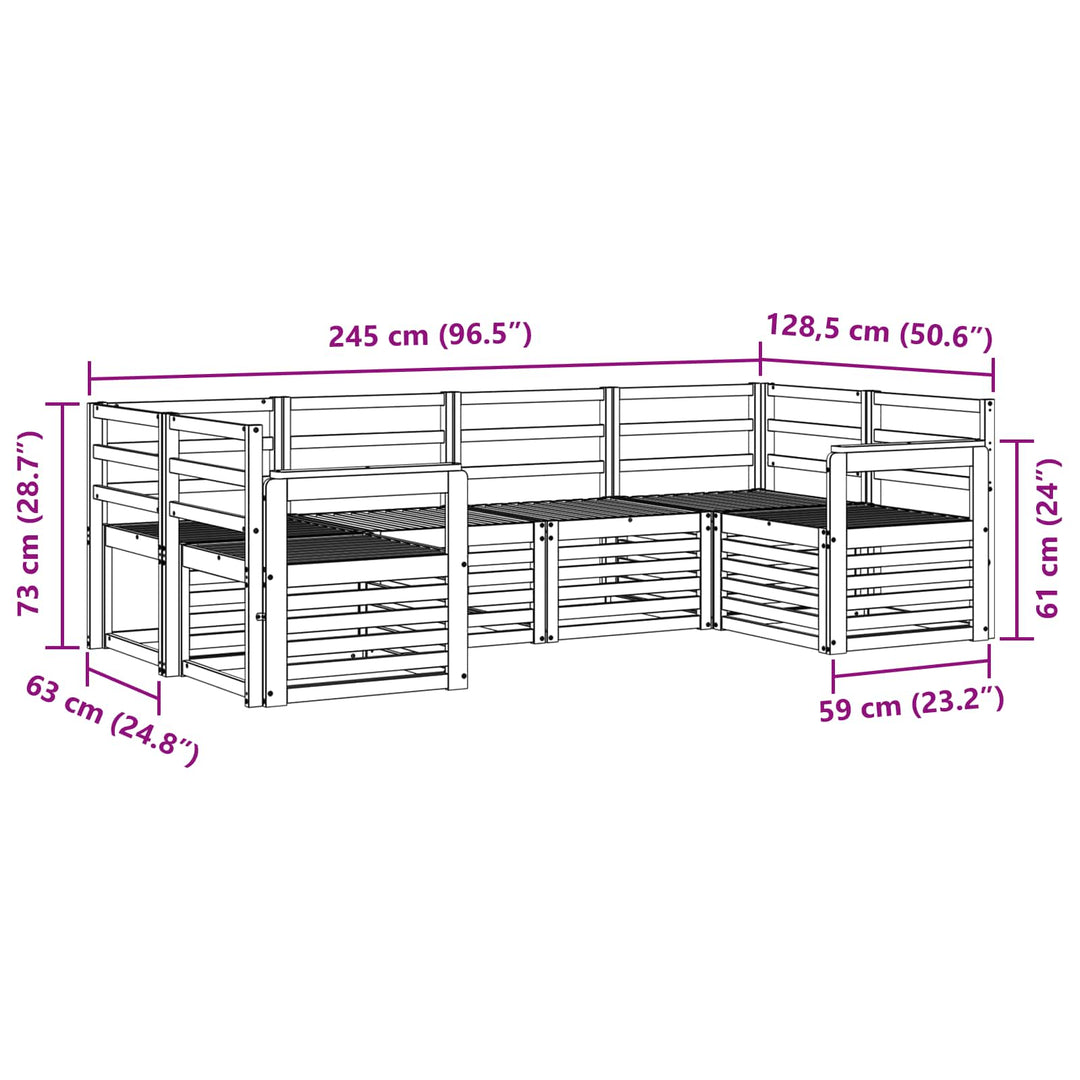 Sektionalsofa sæt 6 pcs Naturfarvet