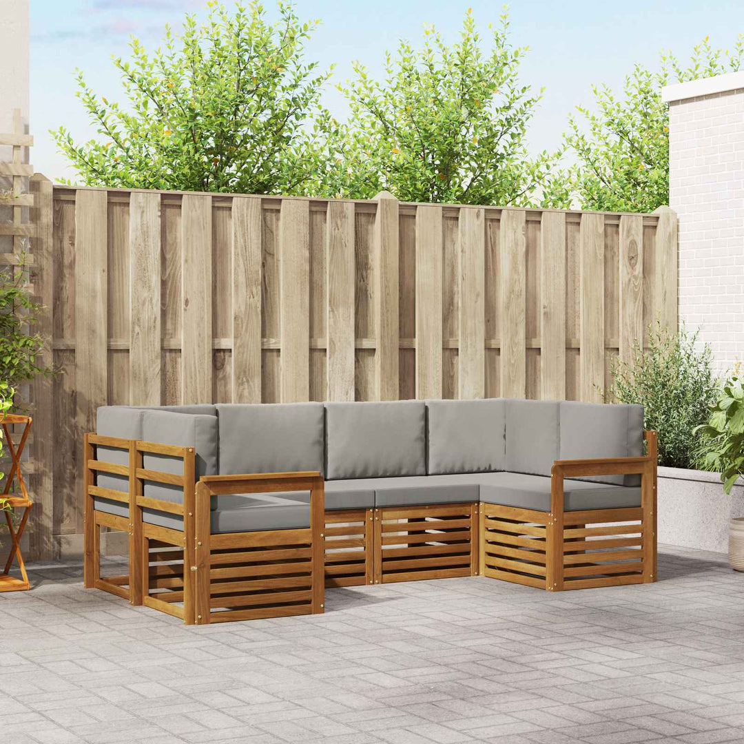 Sektionalsofa sæt med pude 6 pcs Naturlig og Lys Grå