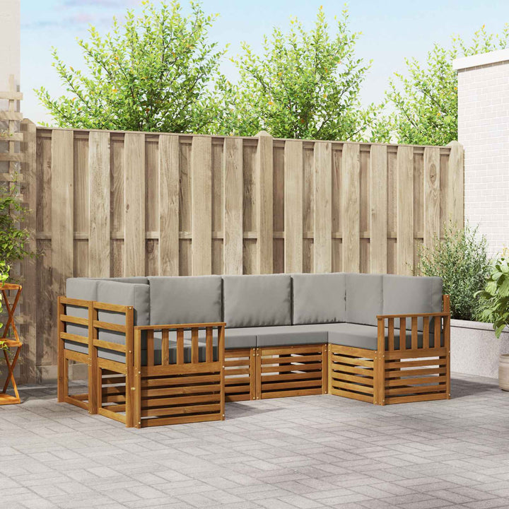 Sektionalsofa sæt med pude 6 pcs Naturlig og Lys Grå