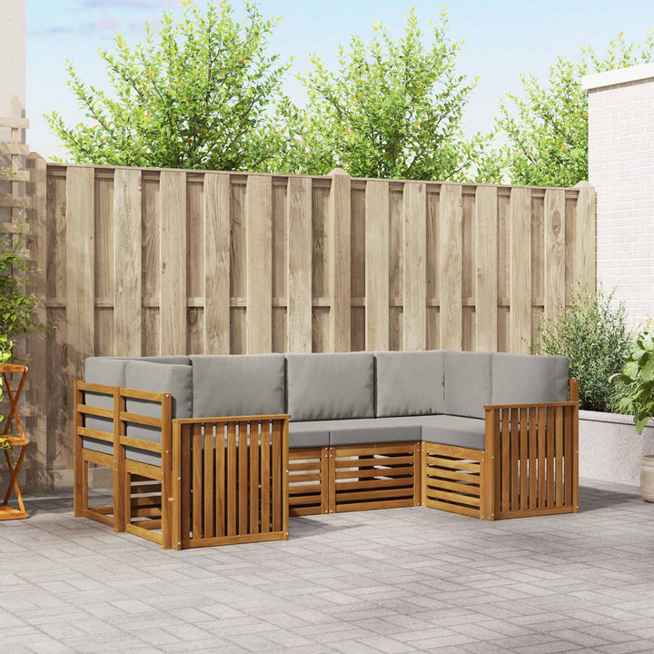 Sektionalsofa sæt med pude 6 pcs Naturlig og Lys Grå
