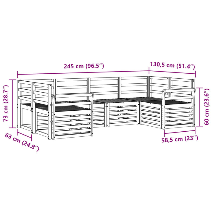 Sektionalsofa sæt 6 pcs Naturfarvet