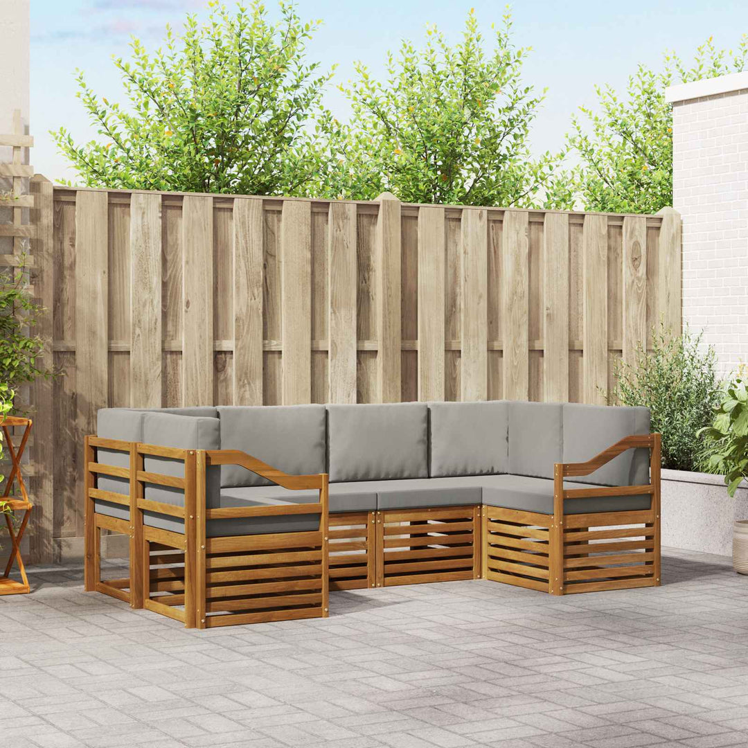 Sektionalsofa sæt med pude 6 pcs Naturlig og Lys Grå