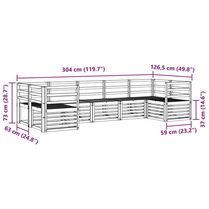Sektionalsofa sæt 7 pcs Naturfarvet