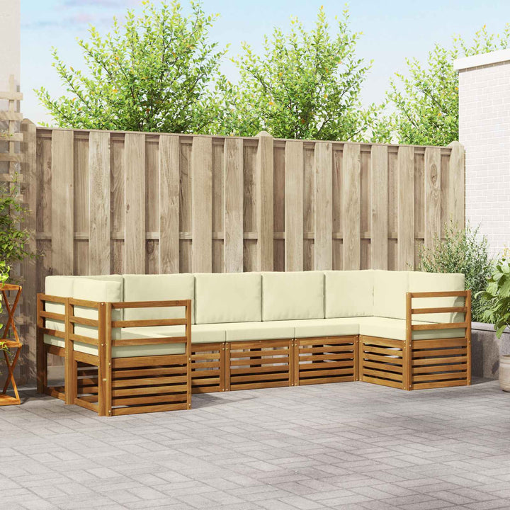 Udendørs sofagruppe 7 pcs Naturlig og Fløde