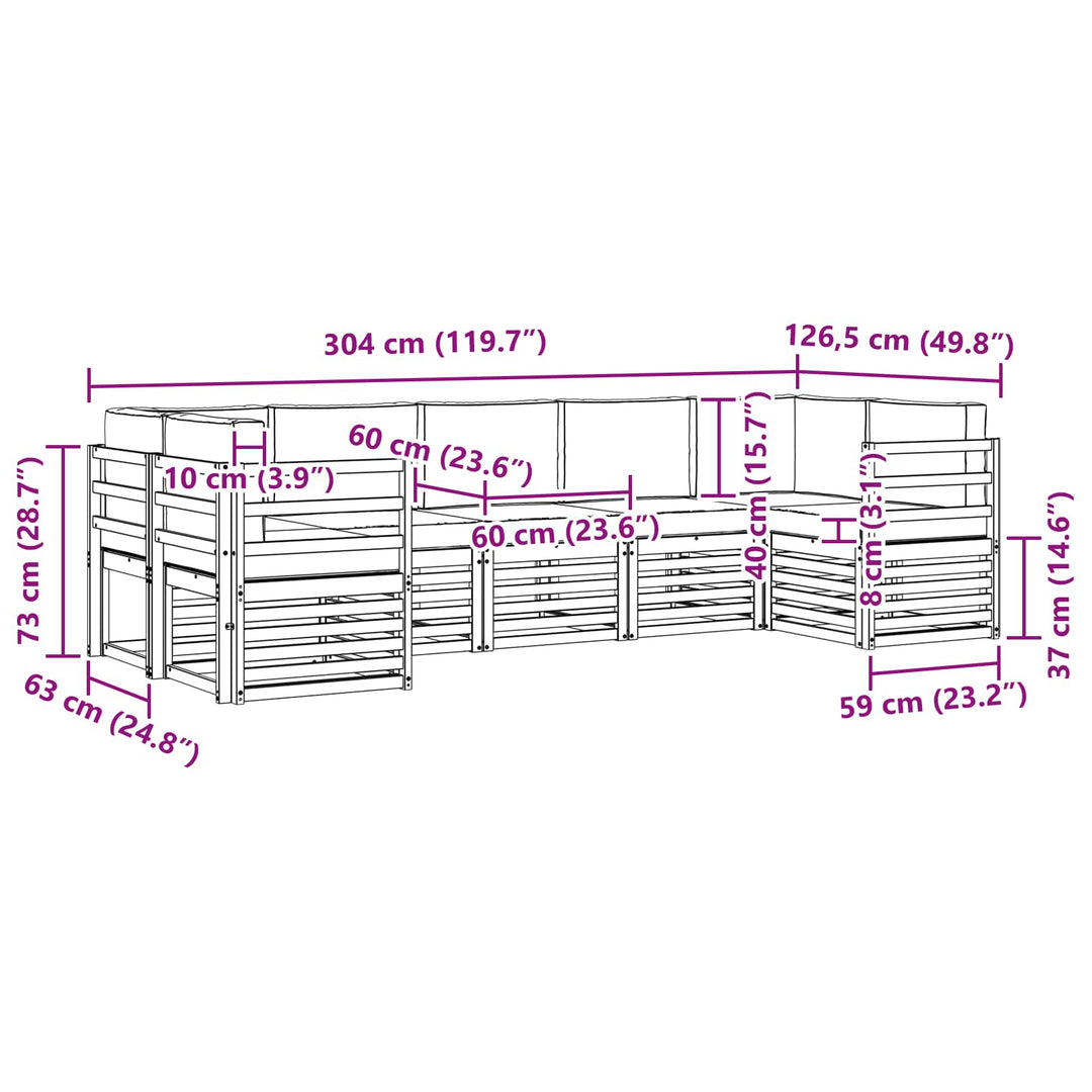 Sektionalsofa sæt med pude 7 pcs Naturlig og Beige