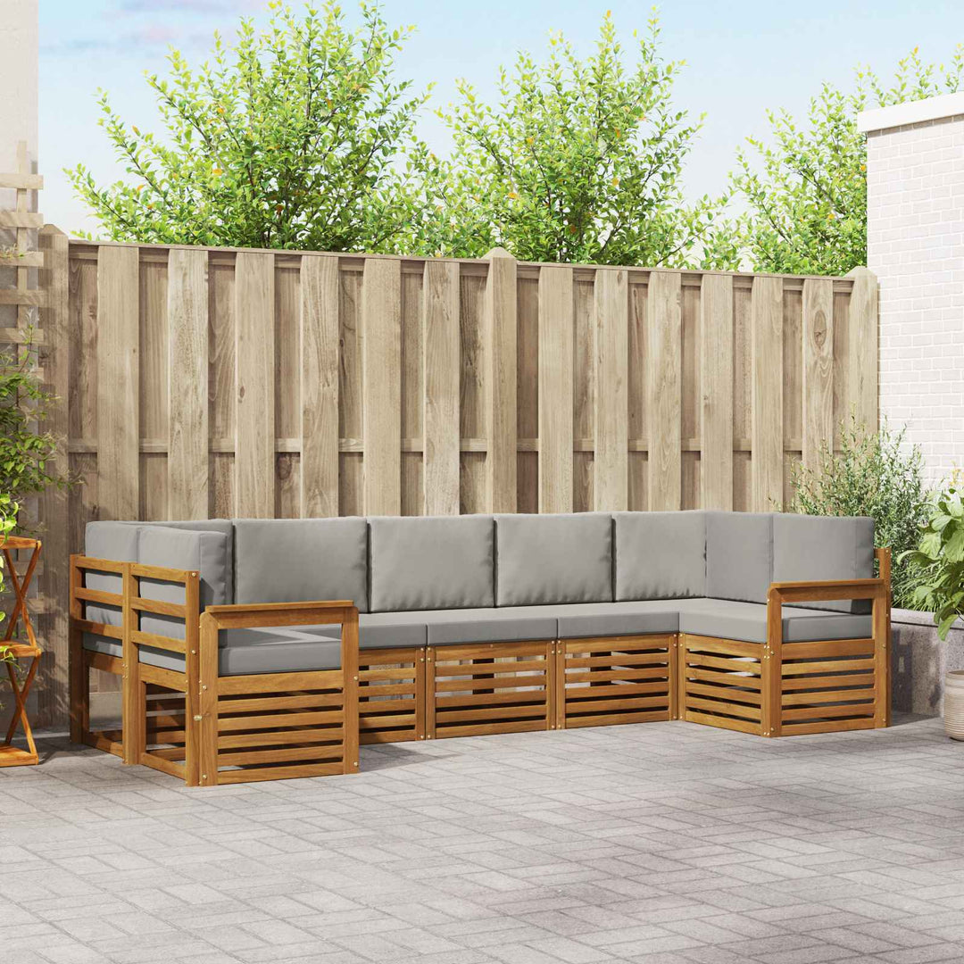 Sektionalsofa sæt med pude 7 pcs Naturlig og Lys Grå