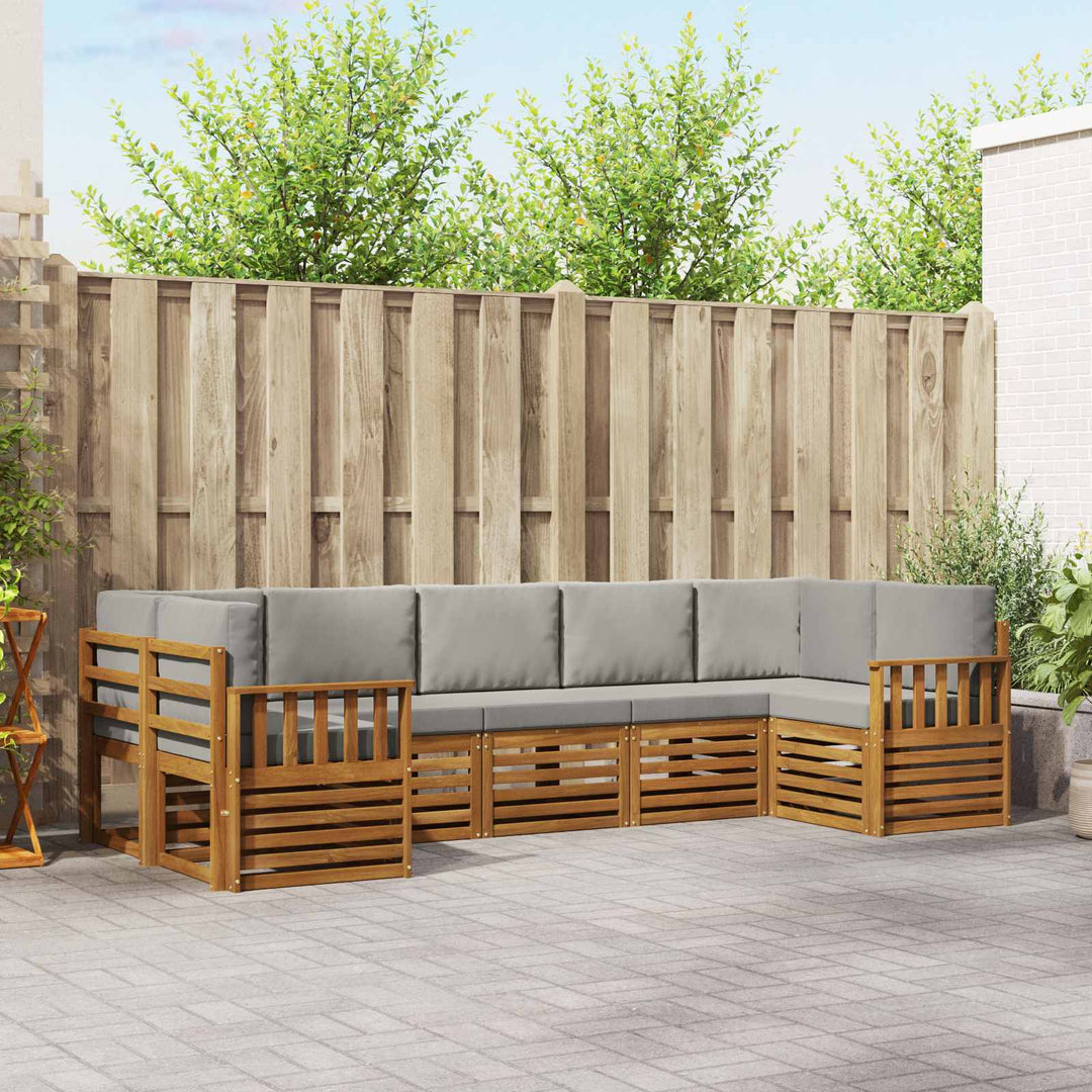 Sektionalsofa sæt med pude 7 pcs Naturlig og Lys Grå