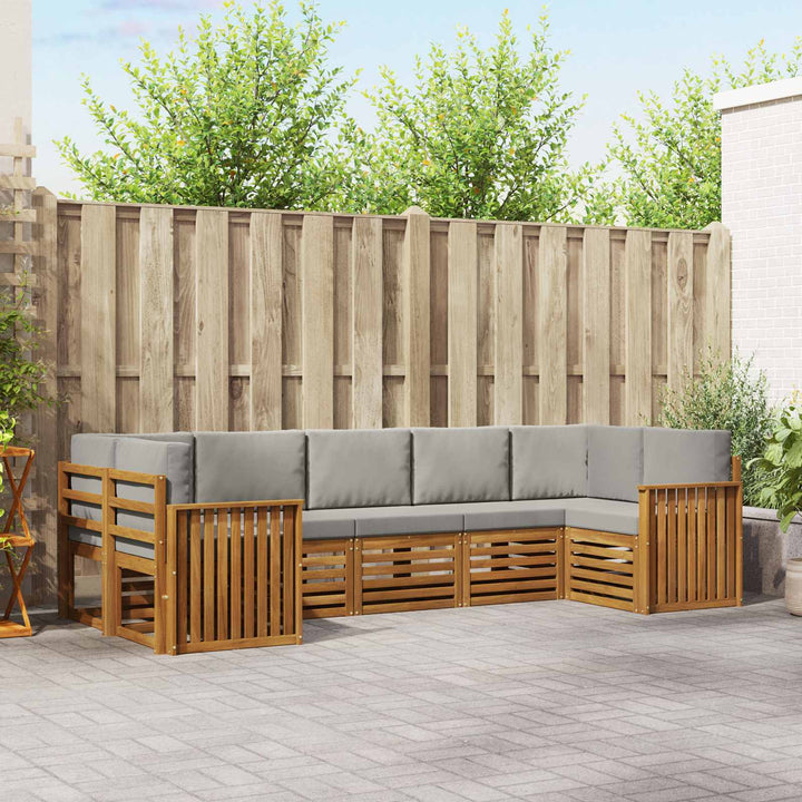 Sektionalsofa sæt med pude 7 pcs Naturlig og Lys Grå