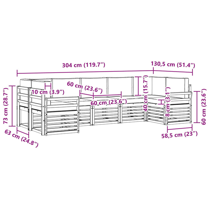Sektionalsofa sæt med pude 7 pcs Naturlig og Beige